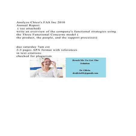 Analyze Chicos FAS Inc 2010 Annual Report ( see attached)  .docx