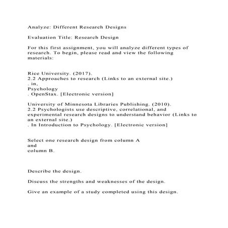 Analyze Different Research DesignsEvaluation Title Research De.docx