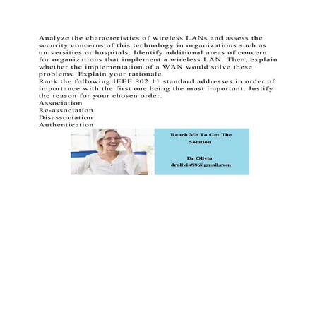 Analyze the characteristics of wireless LANs and assess the security.docx