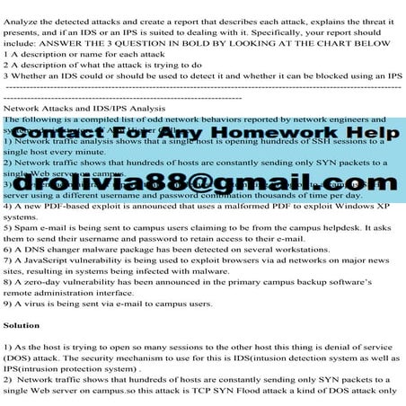 Analyze the detected attacks and create a report that describes each.pdf