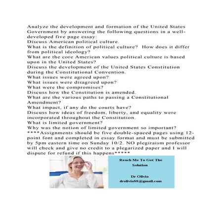 Analyze the development and formation of the United States Governmen.docx