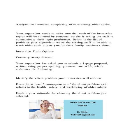 Analyze the increased complexity of care among older adults. | DOCX
