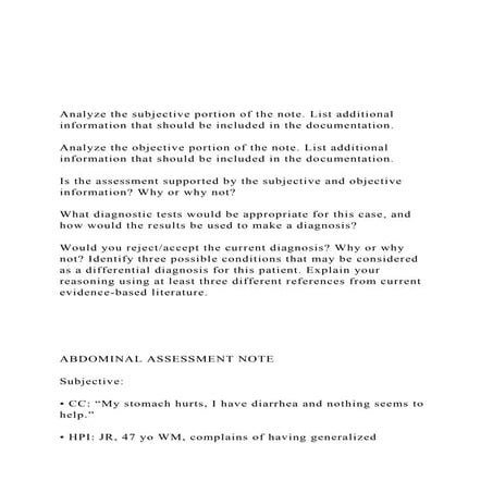 Analyze the subjective portion of the note. List additiona.docx