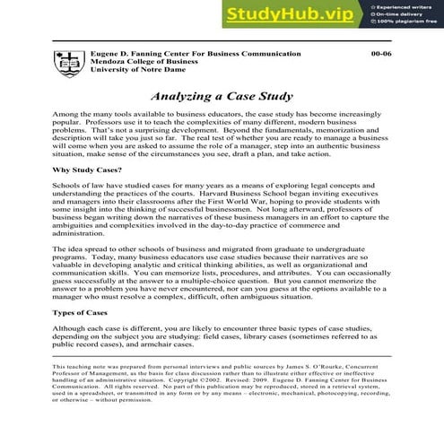 Analyzing A Case Study