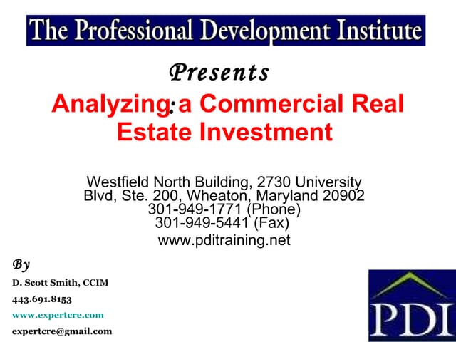 Analyzing a commercial real estate ...