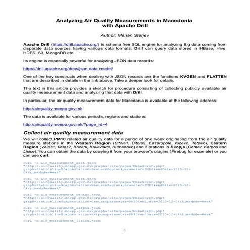 Analyzing Air Quality Measurements in Macedonia with Apache Drill