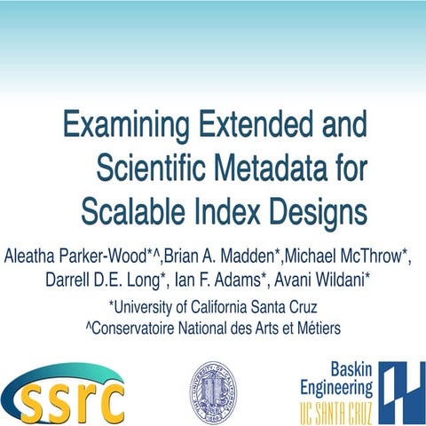 Analyzing Extended and Scientific Metadata for Scalable Index Designs