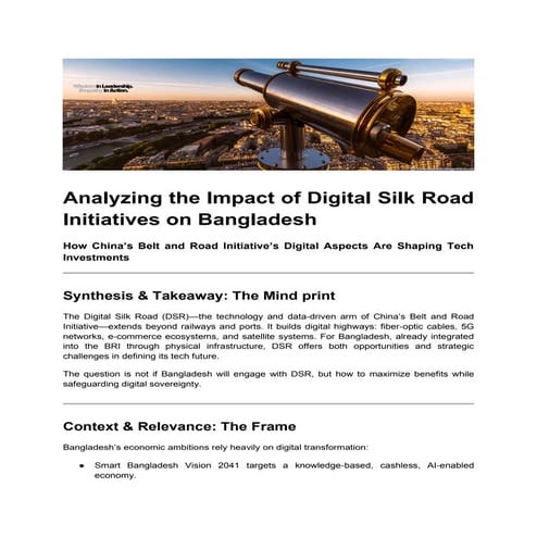Analyzing the Impact of Digital Silk Road Initiatives on Bangladesh