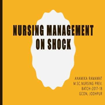 Nursing management on shock