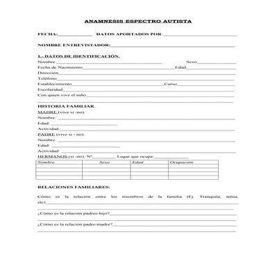Anamnesis espectro autista