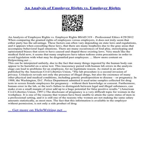 An Analysis Of Employee Rights Vs. Employer Rights