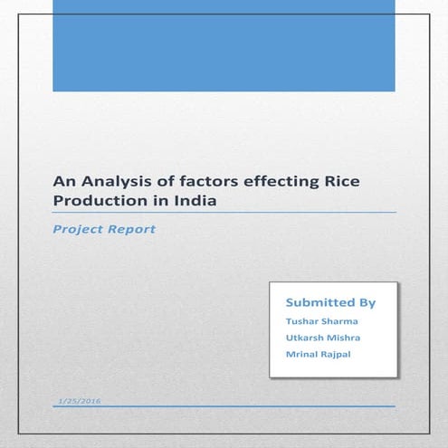 An analysis of factors effecting rice production in india | PDF