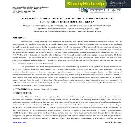 Sample Report on Resort management | PDF