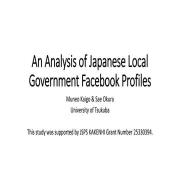 An analysis of japanese local government facebook profiles muneo kaigo