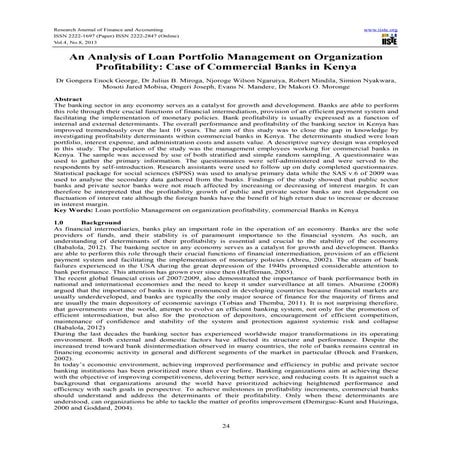 An analysis of loan portfolio management on organization profitability case o...