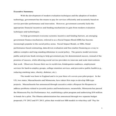 An analysis of social impact bonds in the us federal government