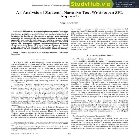 An Analysis Of Student S Narrative Text Writing  An SFL Approach