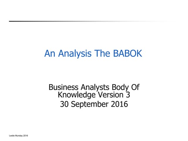 An Analysis of the BABOK