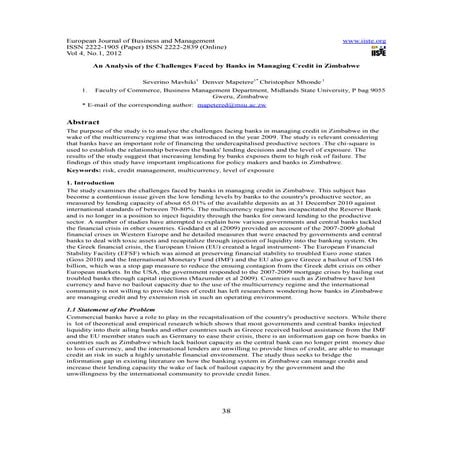 An analysis of the challenges faced by banks in managing credit in zimbabwe