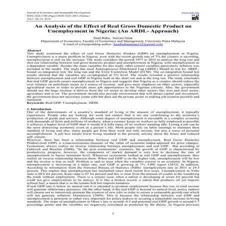 An analysis of the effect of real gross domestic product on unemployment in n...