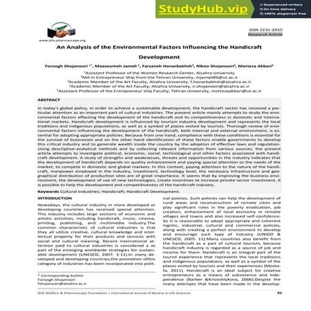 An Analysis Of The Environmental Factors Influencing The Handicraft ...