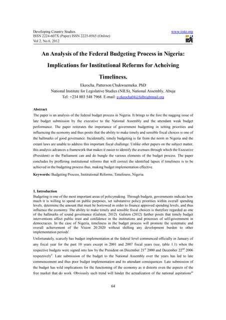 An analysis of the federal budgetin...