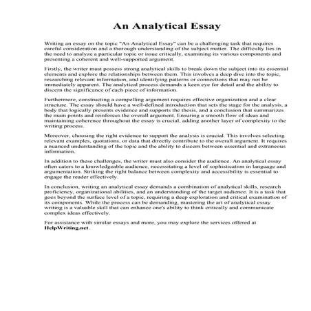 Analytical Essay Outline Template | PDF
