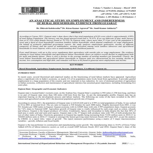 An analytical study on employment and indebtedness of rural households eviden...