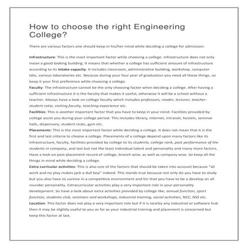 How to choose the right Engineering College?