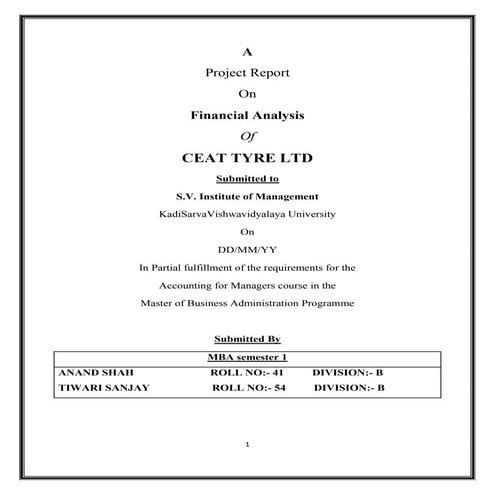 Anand ceat tyre ltd afm project