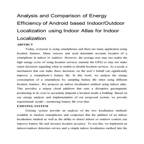 Analysis and Comparison of Energy Efficiency of Android based Indoor/Outdoor ...