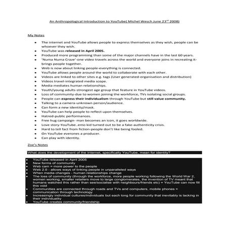 An anthropological introduction to you tube