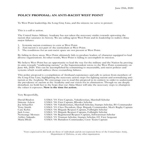 An anti racist west point