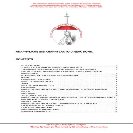 Anaphylaxis and anaphylactoid reactions doc | PDF