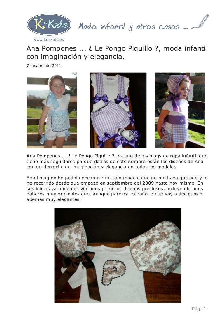 Ana Pompones Le Pongo Piquillo Moda Infantil Con Imaginación