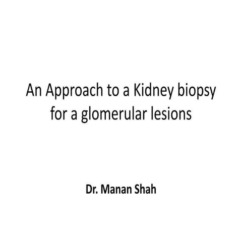 An approach to a kidney biopsy  manan