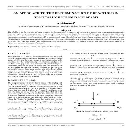 An approach to the determination of reactions in statically determinate beams