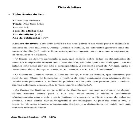 Ficha de leitura - Ana Raquel