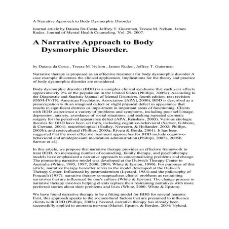 A narrative approach to body dysmorphic disorder | DOC