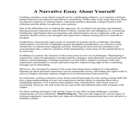 A Narrative Essay About Yourself. 003 Personal Narrative Essay Outline Writin...