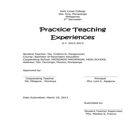 A narrative report on teaching experiences
