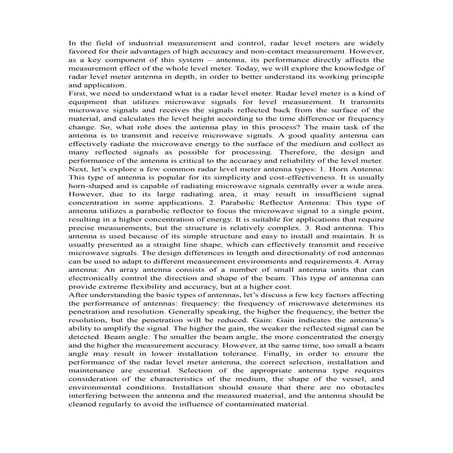 An Article To Read And Understand The Radar Level Meter Antenna Knowledge