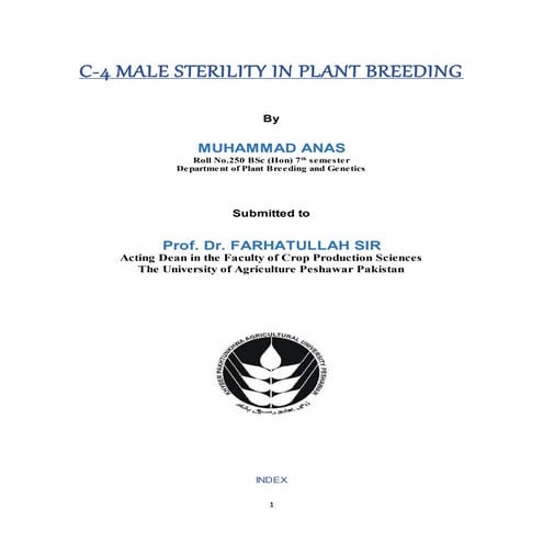 C4 male sterility in plant breeding