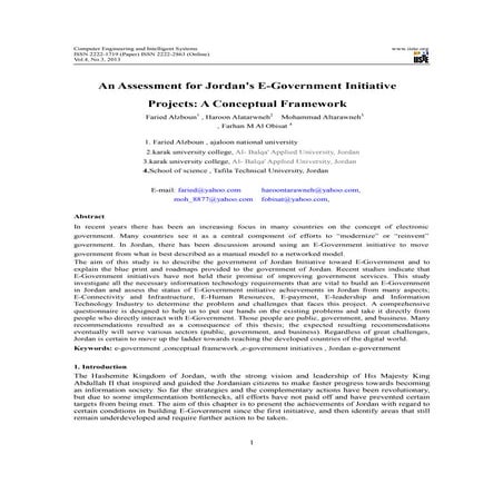 An assessment for jordan's e government initiative