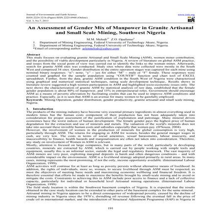 Small-Scale Mining and Empowerment of Women in the Adansi North ...