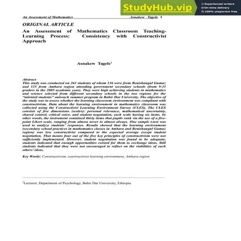 An Assessment Of Mathematics