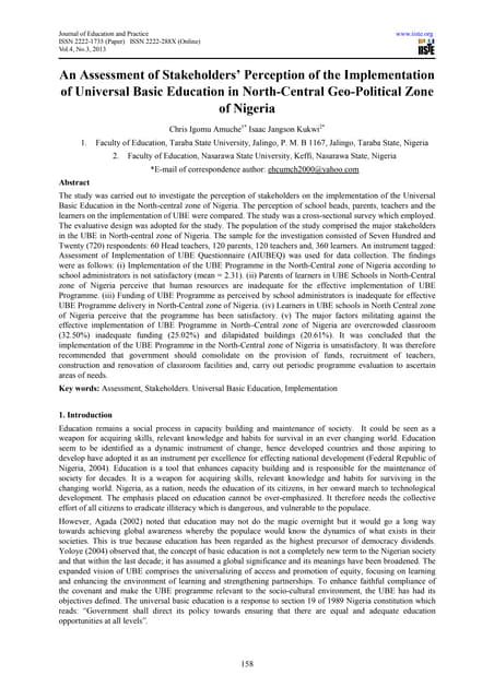 An assessment of stakeholders’ perc...