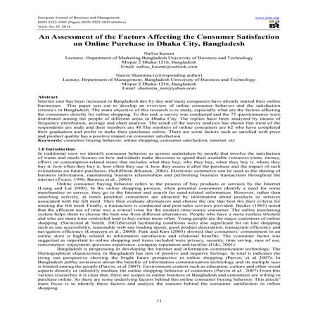 An assessment of the factors affecting the consumer satisfaction on online pu...