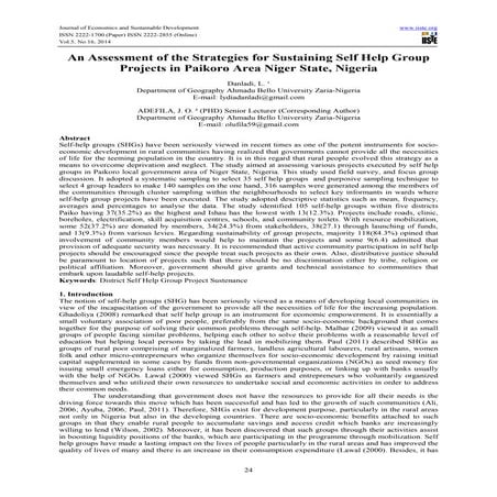Self help initiatives and the development of rural communities in ...