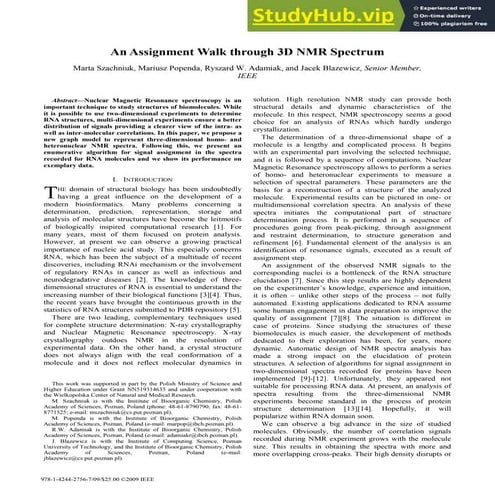 An Assignment Walk Through 3d Nmr Spectrum Pdf